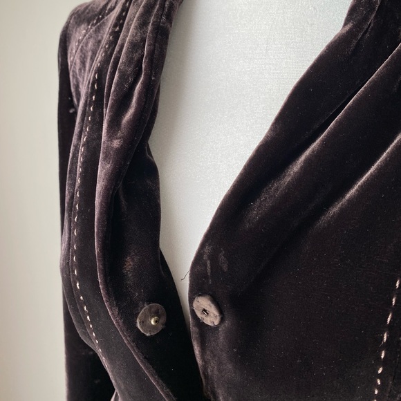 Elie Tahari Blazer - Chocolate Brown, Crushed Velvet - Picture 3 of 7
